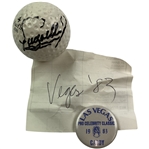 Fuzzy Zoellers Winning 1983 Las Vegas Pro-Celebrity Classic Tournament Used Signed Maxfli Golf Ball from Caddie w/ Badge JSA ALOA