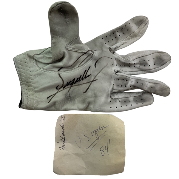 Fuzzy Zoellers Signed 1984 US Open Final Rd Winning Used Signed Maxfli Glove From his Caddie JSA ALOA