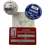 Fuzzy Zoellers 1984 US Open Final Rd Winning Signed Maxfli Used Golf Ball From his Caddie w/ Badge & ID JSA ALOA