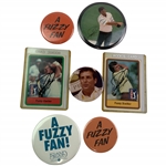 Fuzzy Zoeller Signed 1981 & 1982 Donruss, A Fuzzy Fan & Other Buttons - Mazzeo Collection JSA ALOA