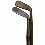 Two Early 20th-Century Hickory-Shafted Golf Clubs Including an Aston Mashie Niblick and an Edgemont Putter