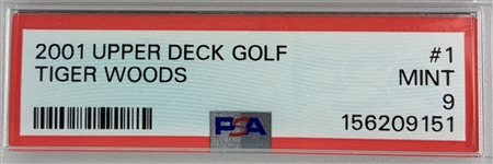 2001 Upper Deck Golf Tiger Woods #1 Rookie Card PSA 9 MINT