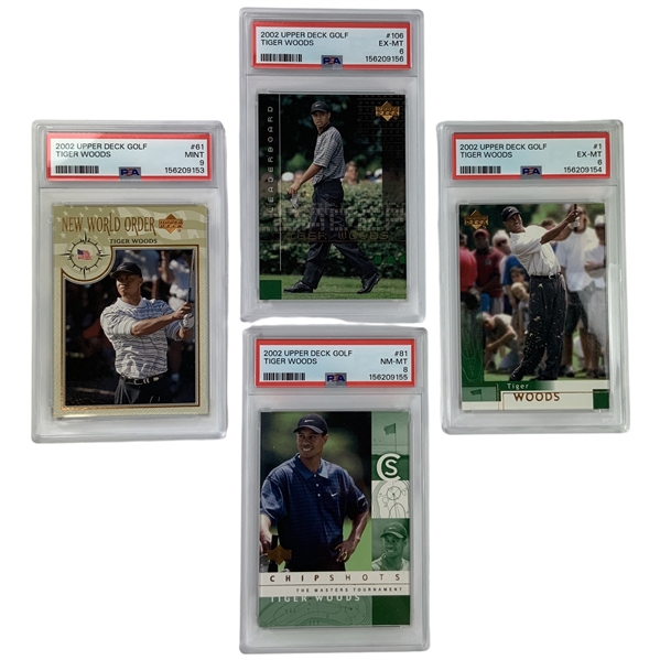 A Group of Graded 2002 Upper Deck Golf Tiger Woods Trading Cards
