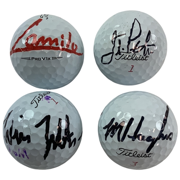 Villegas, Poston, Zalatoris & Hughes Signed Golf Balls w/ JSA Cards
