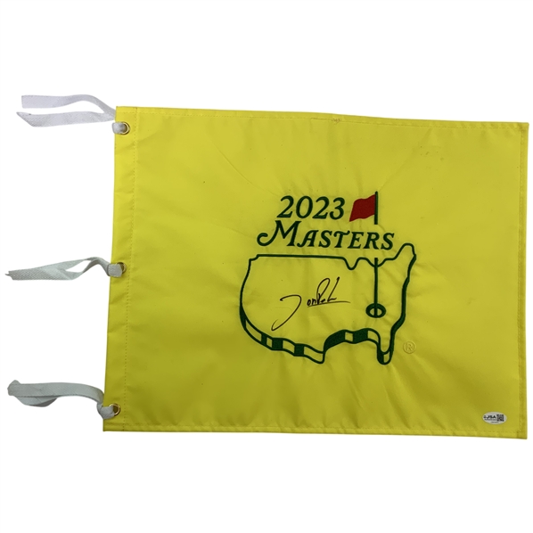 Jon Rahm Signed 2023 Masters Tournament Embroidered Flag JSA #CN16955