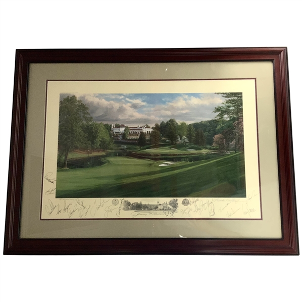 Twenty-One (21) US Open Champs Signed Linda Hartough Ltd Ed 1997 Congressional CC Print - Framed JSA ALOA