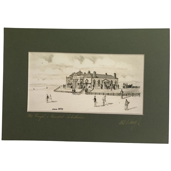 Signed Bill Waugh Monochromatic Golf Print The Royal and Ancient Clubhouse St Andrews