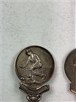 A Pair of Cased Sterling Silver Lawn Bowls Prize Spoons by Levi and Salaman, Birmingham, 1912
