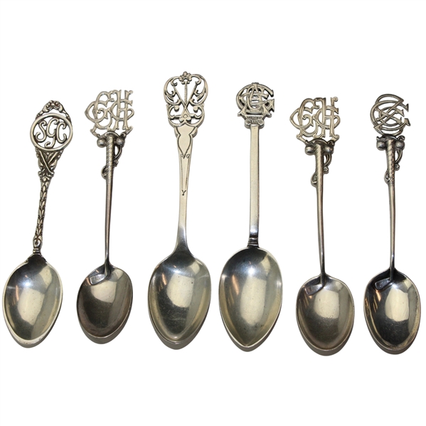 Six (6) Various Vintage Golf Themed Sterling Silver Spoons