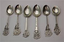 Six (6) Various Vintage Golf Themed Sterling Silver Spoons