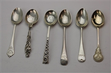 Six (6) Various Vintage Golf Themed Sterling Silver Spoons