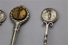 Seven (7) Various Vintage Golf Themed Sterling Silver Spoons