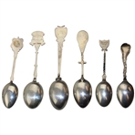 Six (6) Various Vintage Golf Themed Sterling Silver Spoons