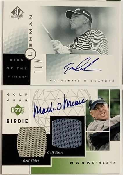 Collection of Approximately 70 Tom Lehman and Mark OMeara Golf Trading Cards Including Autographs and Memorabilia