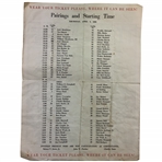 1958 Masters Tournament Thursday April 3 Pairings and Starting Time Sheet