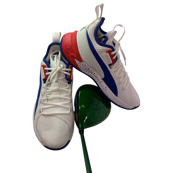 Rickie Fowler Personally Issued Red, White & Blue Puma Shoes & Signed 2014 Ltd Ed Cobra Driver JSA ALOA