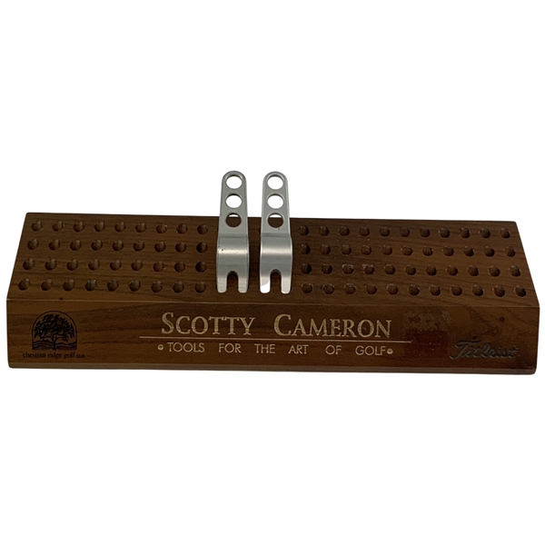Scotty Cameron Walnut Divot Tool Display Stand and Two Studio Design Divot Tools