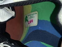Champion Jon Rahm's 2023 Genesis Invitational Worn Travis Matthew 'The Ringer' Spiked Golf Shoe w/ Riviera Sole Sticker Right Foot - Size 11