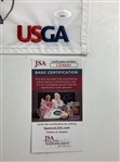 Hovland & Dechambeau Signed 2024 US Open at Pinehurst Embroidered Flag JSA#CE90691