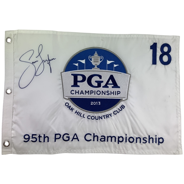 Jason Dufner Signed 2013 PGA at Oak Hill CC Embroidered Flag JSA ALOA