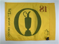 Xander Schauffele Signed 2024 The Open at Royal Troon Yellow Screen Flag JSA ALOA