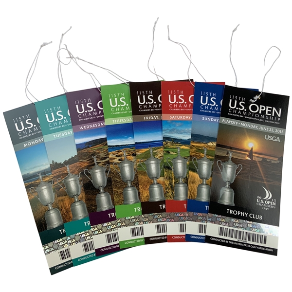 (8) 2015 U.S. Open Championship Trophy Club Ticket Set from Chambers Bay - Spieth Win