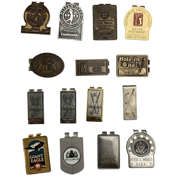 A Collection of Golf Tournament and Country Club Commemorative Metal Money Clips