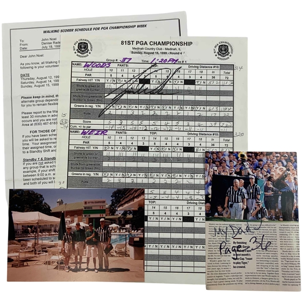 Tiger Woods Signed 1999 PGA Championship Final Round Actual Walking Scorer Scorecard - 1st PGA Champ Win PSA/DNA