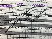 Tiger Woods Signed 1999 PGA Championship Final Round Actual Walking Scorer Scorecard - 1st PGA Champ Win PSA/DNA