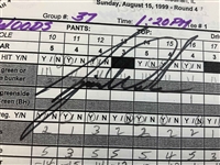 Tiger Woods Signed 1999 PGA Championship Final Round Actual Walking Scorer Scorecard - 1st PGA Champ Win PSA/DNA