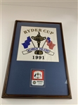 Two Pieces of 1991 Ryder Cup Kiawah Island Memorabilia Including Framed Ticket and Visor