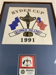 Two Pieces of 1991 Ryder Cup Kiawah Island Memorabilia Including Framed Ticket and Visor