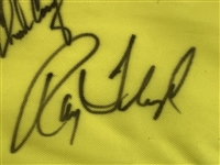Seve Ballesteros, Jack Nicklaus, Tom Watson Highlight 12 Champ Signers  On Undated Masters Flag JSA ALOA