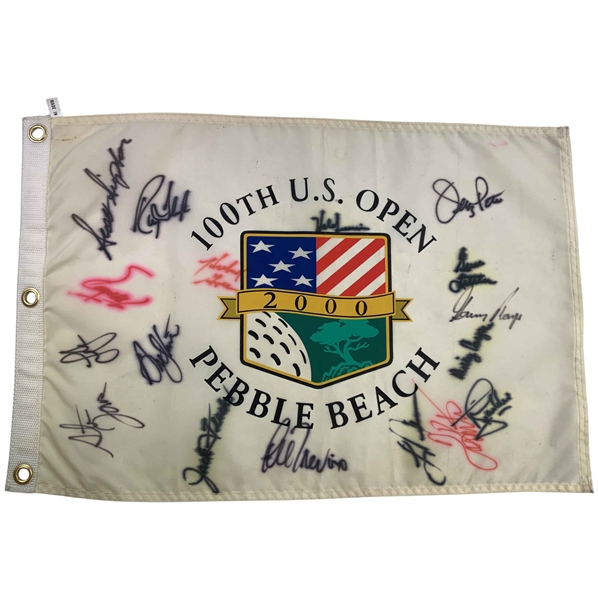 17 Champs Signed 2000 US Open Pebble Beach Flag JSA ALOA
