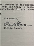 Claude Harmon Signed 1988 Letter w/ Sports Illustrated Content on Personal Letterhead - Top Sig Example! JSA ALOA