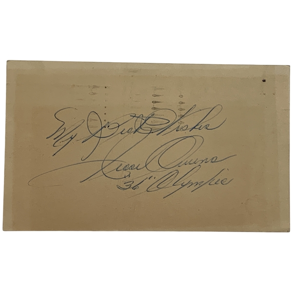 Jesse Owens Signed 1957 US Postal Card w/ 36 Olympics Inscrip. JSA ALOA