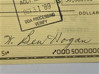 Ben Hogan Signed 1989 Personal Check to Self for $50,000 JSA ALOA