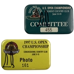 Ernie Els Signed 1994 & 1997 US Open Golf Committee & Photographer Badges JSA ALOA