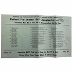 Arnold Palmer Signed 1964 National Pro- Amateur Golf Championship at Pebble Beach Pairing Sheet JSA ALOA