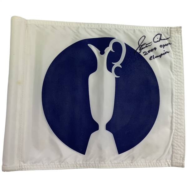 Stewart Cink Signed Open Championship Practice Round Flown Flag w/ Years Won JSA ALOA