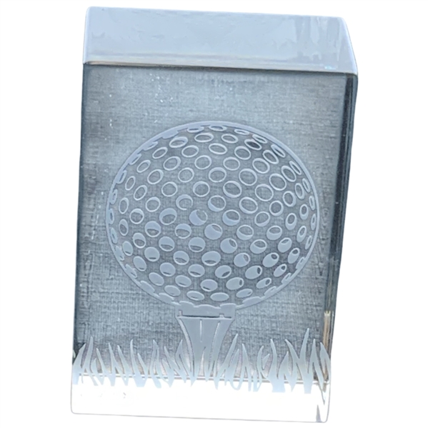 Baccarat Crystal Rectangular Golf Ball and Tee Paperweight
