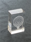 Baccarat Crystal Rectangular Golf Ball and Tee Paperweight