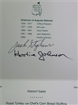 Jack Stephens and Hootie Johnson Signed 1998 Augusta National Golf Club Thanksgiving Menu JSA ALOA