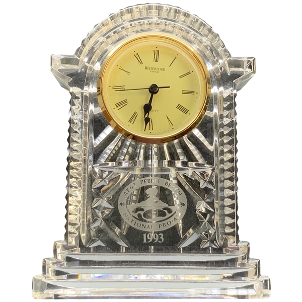 Mike Donald’s 1993 AT&T Pebble Beach National Pro-Am Contestant Gifted Waterford Crystal Mantel Clock