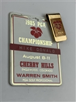 Mike Donald's 1985 PGA Championship at Cherry Hills Contestant Badge and Bag Tag