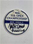 Runner-Up Mike Donald's 1990 U.S. Open at Medinah Signed Used Bag Tag & Contestant Badge JSA ALOA