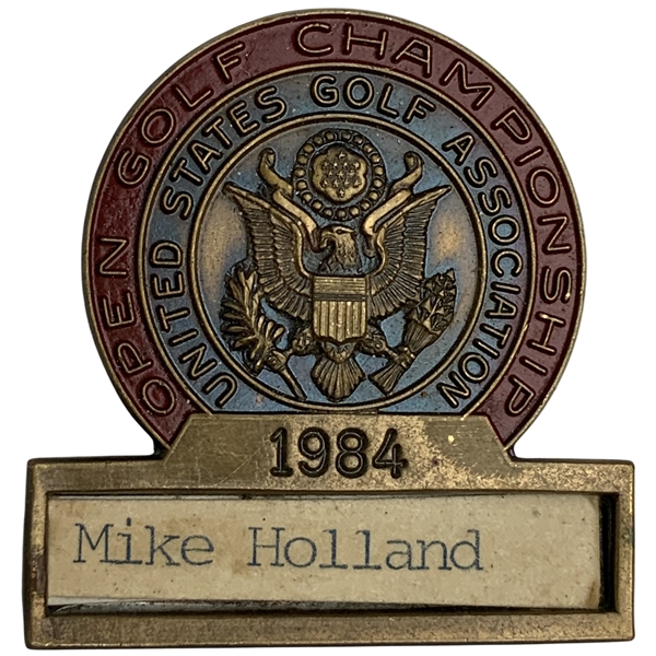1984 U.S. Open Golf Championship Contestant Badge - Mike Holland - Winged Foot GC