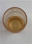 Vintage Cambridge Amber Glass Tumbler with Etched Golfing Scene and Ribbed Base