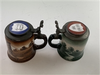 A Pair of Early 1900's O'Hara Dial Co. Collegiate Golf Theme Lidded Steins