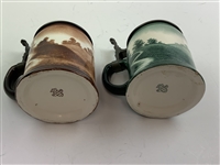 A Pair of Early 1900's O'Hara Dial Co. Collegiate Golf Theme Lidded Steins